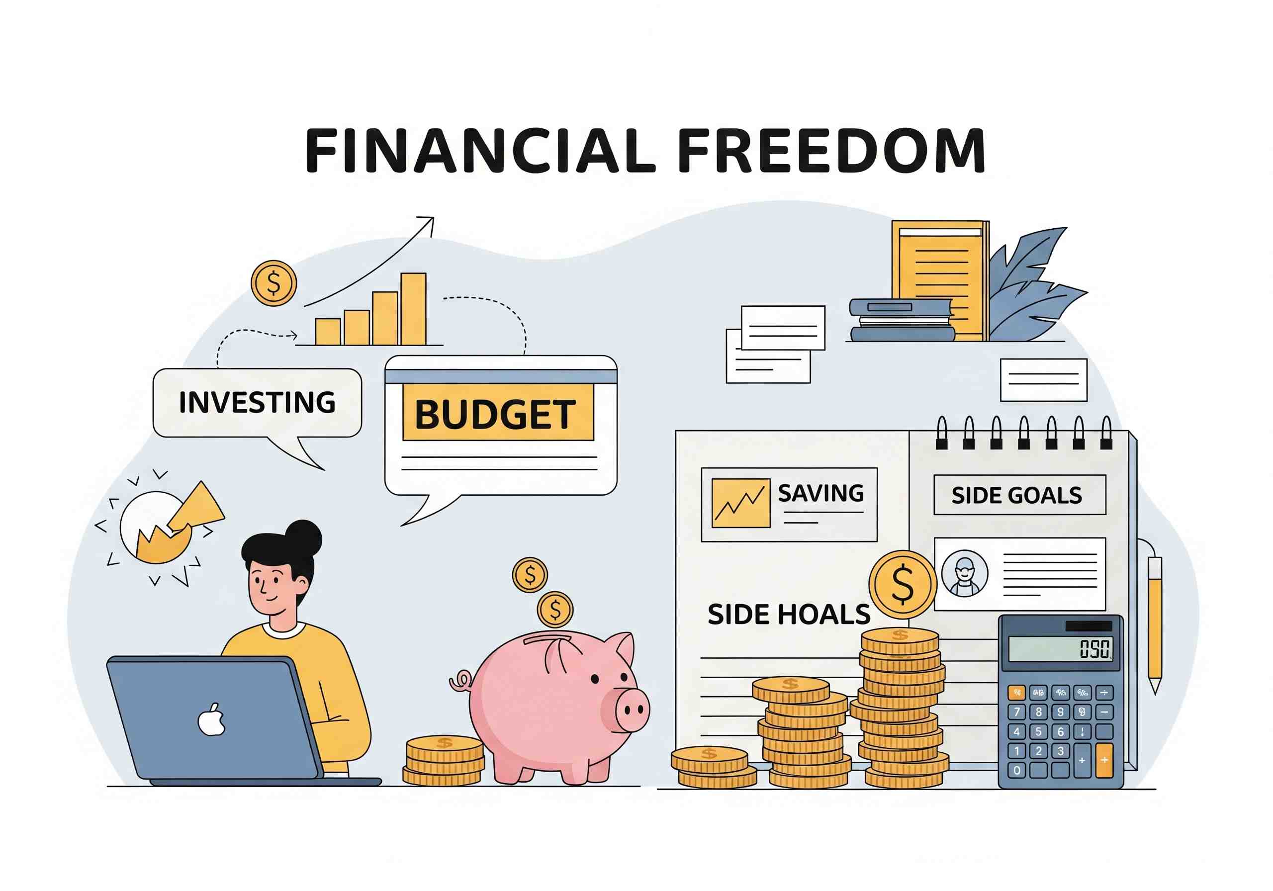 Financial Freedom, Budgeting Tips, Saving Money, Investing Strategies, Side Hustles, Wealth Building, Personal Finance, Money Management, Financial Planning, Extra Income Ideas