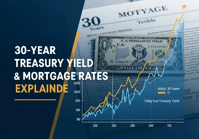 Graph of 30-Year Treasury Yield with 30-Year Mortgage Rates and U.S. Treasury Bond illustrating long-term interest rate trends for investors and homebuyers.