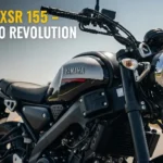 Close-up of Yamaha XSR 155 neo-retro motorcycle in bright daylight with headline text Yamaha XSR 155 – The Retro Revolution Begins! overlayed for a bold, attention-grabbing Google Discover thumbnail.