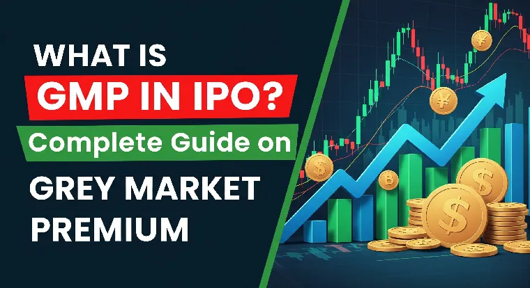 Thumbnail showing GMP in IPO and Grey Market Premium with stock market graph and rising arrows